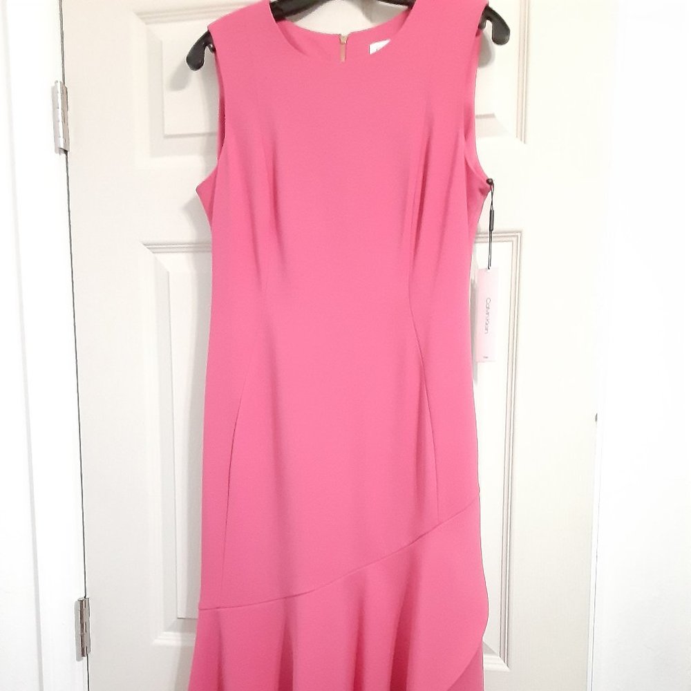NWT! CALVIN KLEIN DRESS, SIZE 8, HOT PINK, SLEEVELESS